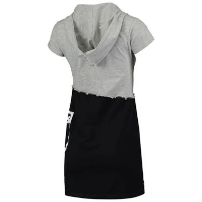 Shop Refried Apparel Gray/black Las Vegas Raiders Sustainable Hooded Mini Dress