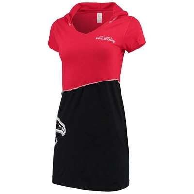 Shop Refried Apparel Red/black Atlanta Falcons Sustainable Hooded Mini Dress