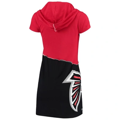 Shop Refried Apparel Red/black Atlanta Falcons Sustainable Hooded Mini Dress