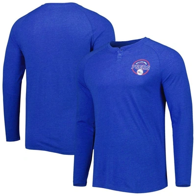 Shop Concepts Sport Heathered Royal Philadelphia 76ers Left Chest Henley Raglan Long Sleeve T-shirt In Heather Royal
