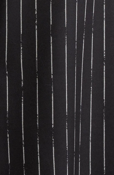 Shop Alexander Mcqueen Broken Pinstripe Drape Panel Wool Minidress In 1157 Grey - Ivory