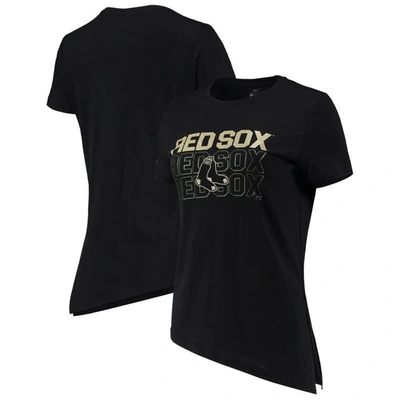 Shop Levelwear Black Boston Red Sox Birch Delta Asymmetrical T-shirt