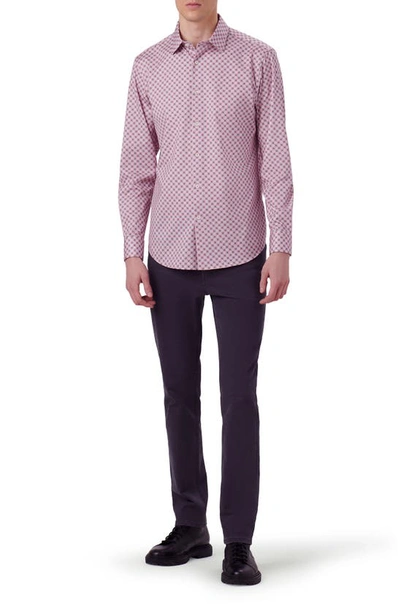 Shop Bugatchi James Ooohcotton® Foulard Print Stretch Cotton Button-up Shirt In Dusty Pink