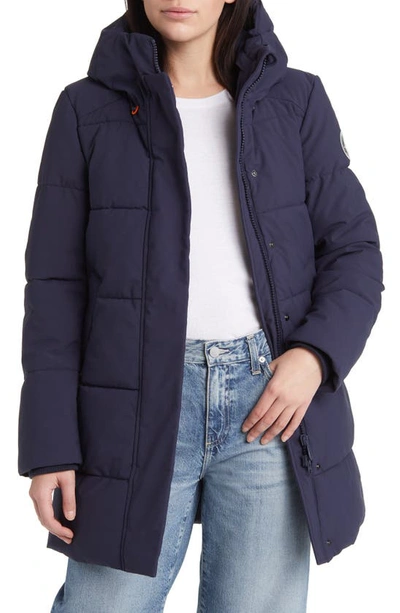 Shop Save The Duck Bethany Water Repellent Hooded Quilted Parka In Navy Blue