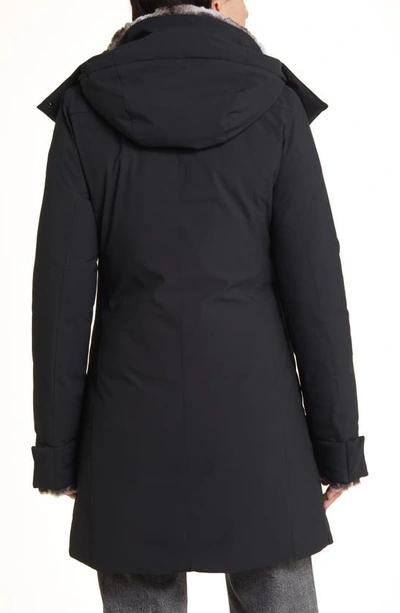 Save The Duck Samantha Hooded Parka With Faux Fur Lining In Black