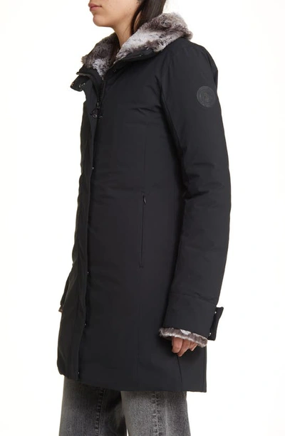 Shop Save The Duck Samantha Hooded Parka With Faux Fur Lining In Black