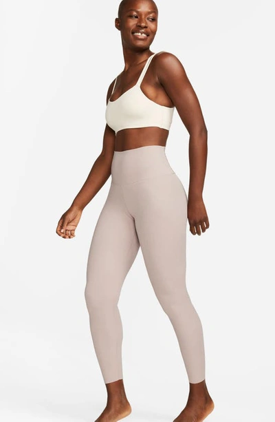 Shop Nike Zenvy Gentle Support High Waist Pocket Ankle Leggings In Diffused Taupe/ Black