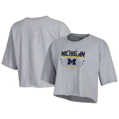 Shop Champion Heather Gray Michigan Wolverines Boyfriend Cropped T-shirt