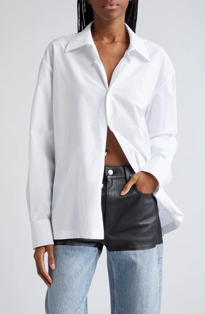 Shop Alexander Wang Apple Patch Cotton Button-up Shirt In White