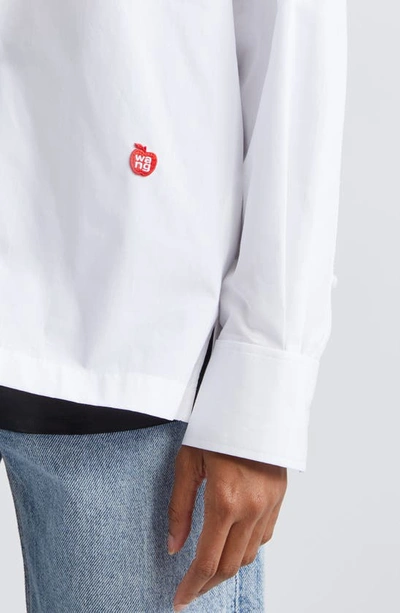 Alexander Wang Apple Patch Cotton Button-up Shirt In White