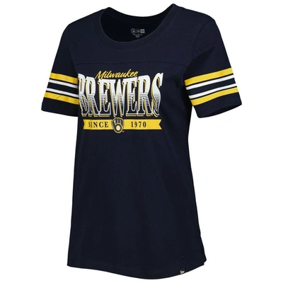 Shop New Era Navy Milwaukee Brewers Team Stripe T-shirt