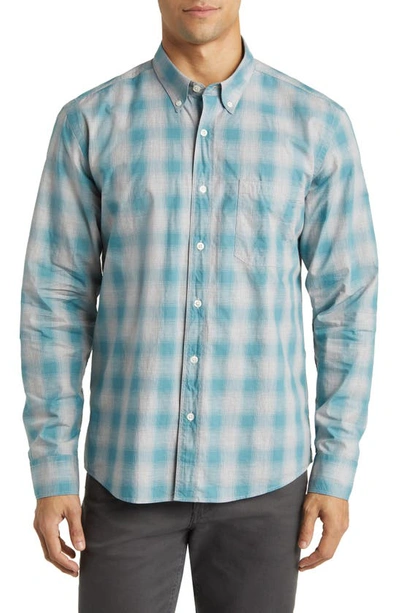 Shop Billy Reid Tuscumbia Plaid Cotton Button-down Shirt In Grey/ Smoke Blue