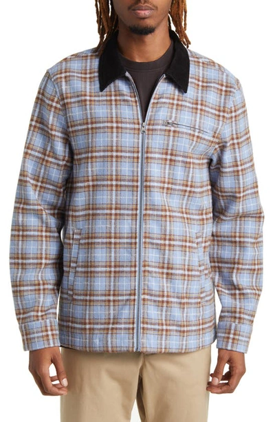Shop Saturdays Surf Nyc Ryan Zip Front Flannel Shirt In Forever Blue