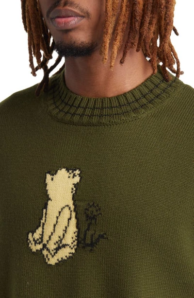 Shop Connor Mcknight X Disney Winnie The Pooh Intarsia Merino Wool Sweater In Olive