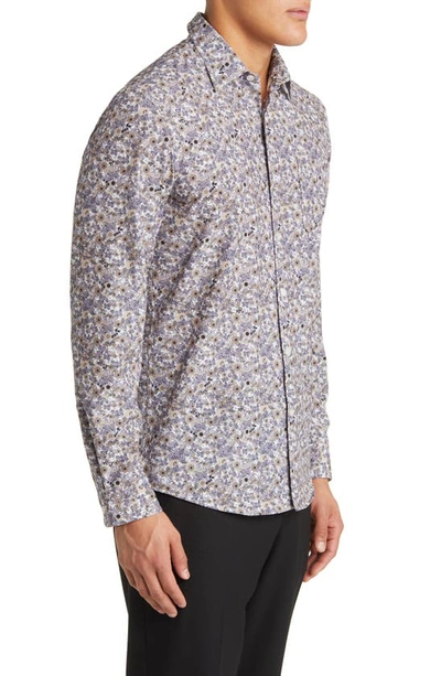 Shop Nordstrom Trim Fit Floral Stretch Button-up Shirt In White- Tan Chewalah Floral