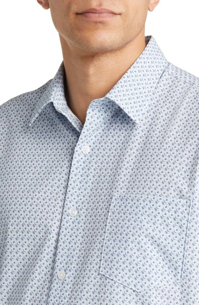 Shop Nordstrom Trim Fit Geometric Print Stretch Button-up Shirt In Blue- White Linearrows