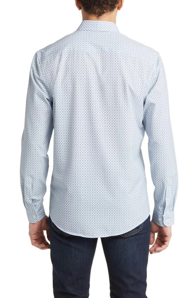 Shop Nordstrom Trim Fit Geometric Print Stretch Button-up Shirt In Blue- White Linearrows