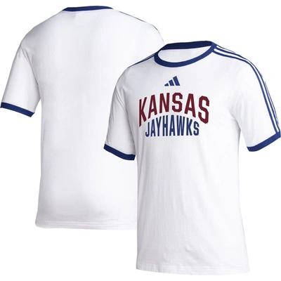 Shop Adidas Originals Adidas White Kansas Jayhawks Arch T-shirt