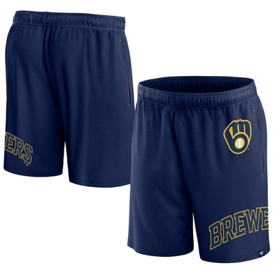 Shop Fanatics Branded  Navy Milwaukee Brewers Clincher Mesh Shorts