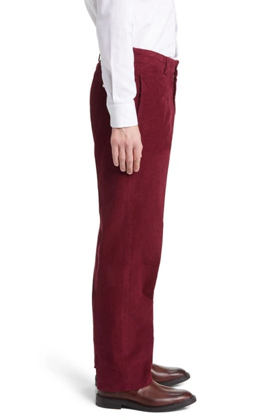 Shop Berle Flat Front Corduroy Dress Pants In Wine