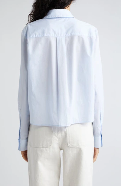 Shop Twp Boy Cotton Button-up Crop Shirt In Baby Blue