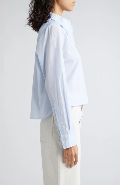 Shop Twp Boy Cotton Button-up Crop Shirt In Baby Blue