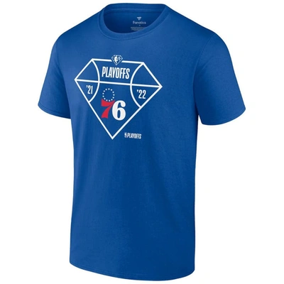 Shop Fanatics Branded Royal Philadelphia 76ers 2022 Nba Playoffs Diamond Tip Off T-shirt