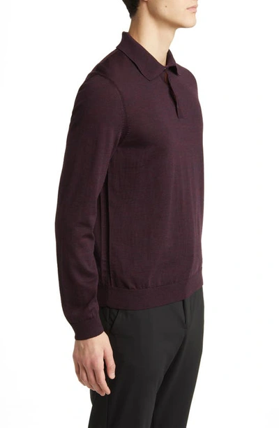 Shop Hugo Boss Boss Lancione Virgin Wool Polo Sweater In Dark Red