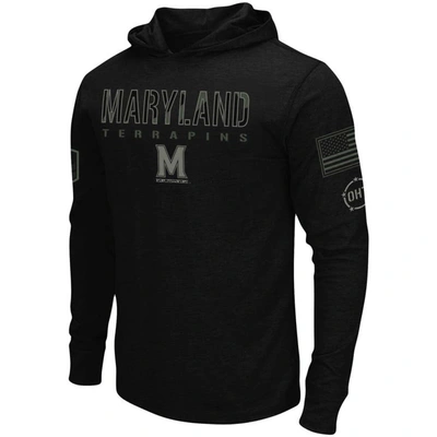 Shop Colosseum Black Maryland Terrapins Oht Military Appreciation Hoodie Long Sleeve T-shirt