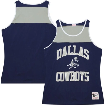 Shop Mitchell & Ness Navy/gray Dallas Cowboys  Heritage Colorblock Tank Top