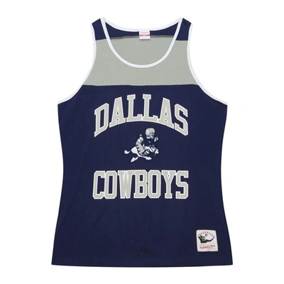 Shop Mitchell & Ness Navy/gray Dallas Cowboys  Heritage Colorblock Tank Top