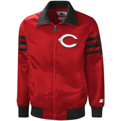 Shop Starter Red Cincinnati Reds The Captain Ii Full-zip Varsity Jacket