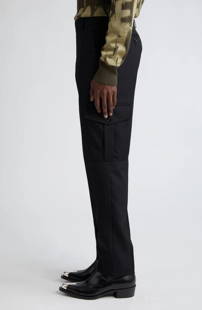 Shop Alexander Mcqueen Wool Military Cigarette Cargo Trousers In Black
