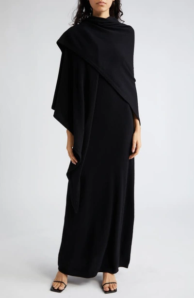Shop Totême Cashmere Tank Sweater Dress With Shawl In Black