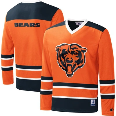 Shop Starter Orange Chicago Bears Cross-check V-neck Long Sleeve T-shirt