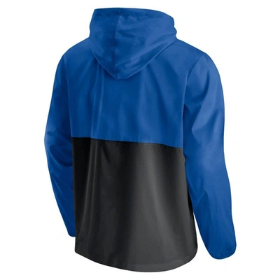 Shop Fanatics Branded Blue/black Orlando Magic Anorak Block Party Windbreaker Half-zip Hoodie Jacket