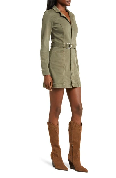 Shop Paige Anessa Belted Long Sleeve Shirtdress In Vintage Green Forest