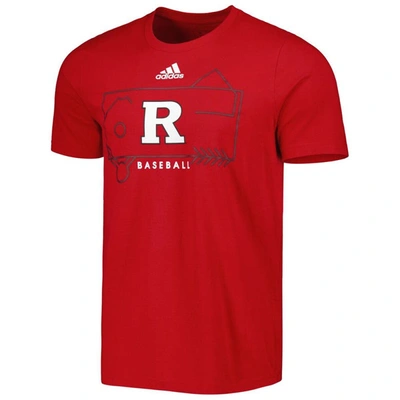 Shop Adidas Originals Adidas Scarlet Rutgers Scarlet Knights Locker Lines Baseball Fresh T-shirt