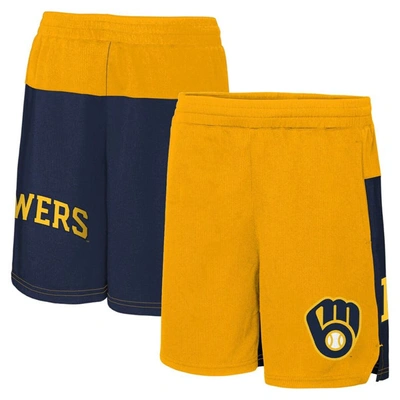 Shop Outerstuff Youth Gold Milwaukee Brewers 7th Inning Stretch Shorts