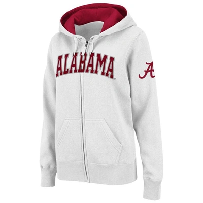 Shop Colosseum Stadium Athletic White Alabama Crimson Tide Arched Name Full-zip Hoodie