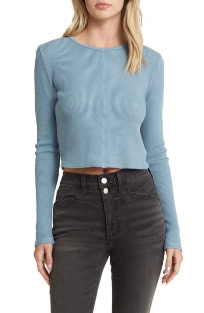 Shop Madewell Crewneck Crop Waffle Knit T-shirt In Tranquil Lake