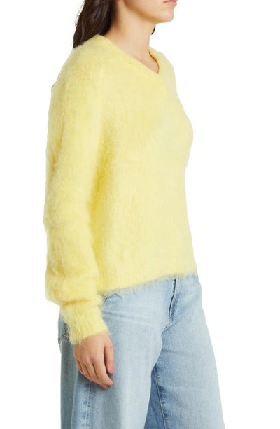 Madewell Brushed V-neck Sweater In Heather Lemon