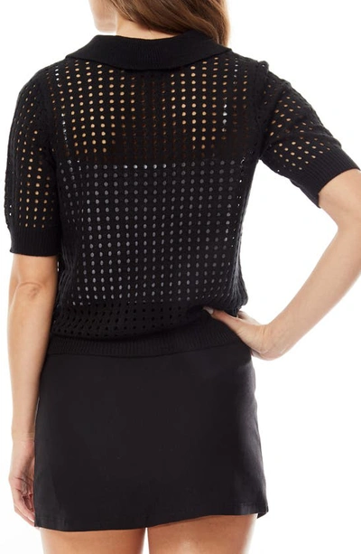 By Design Zena Short Sleeve Button-up Cardigan In Black