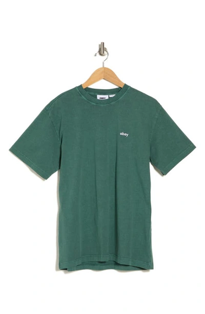 Shop Obey Cotton Logo T-shirt In Pigment Aventurine Green