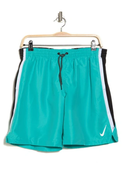 Shop Nike Stripe 8" Volley Swim Trunks In Washed Teal