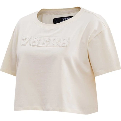 Pro Standard Cream Philadelphia 76ers Neutral Boxy Crop T-shirt In Cream