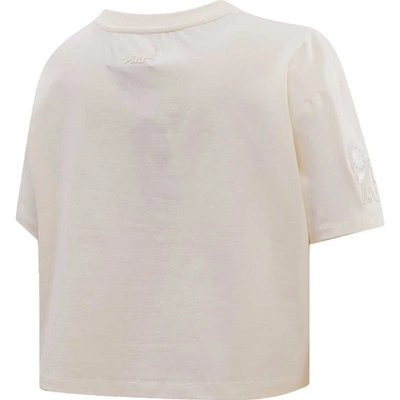 Pro Standard Cream Philadelphia 76ers Neutral Boxy Crop T-shirt In Cream