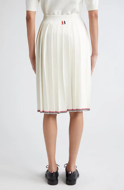 Thom Browne Pleat Back Cotton Sweater Skirt In White