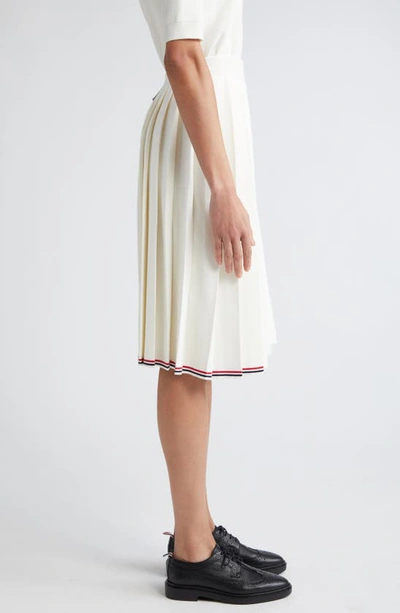 Thom Browne Pleat Back Cotton Sweater Skirt In White