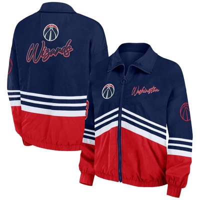 Shop Wear By Erin Andrews Navy Washington Wizards Vintage Full-zip Windbreaker